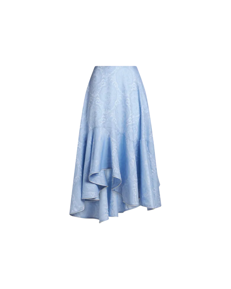Etro Asymmetrischer Midirock Mit Blumenmotiv, Damen, Hellblau, Größe Hellblau