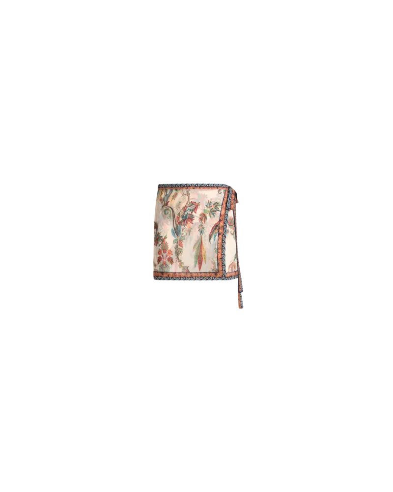 Etro Mini-strandrock Aus Seersucker Mit Paisley-foliage-motiv, Damen, Weiß Weiß