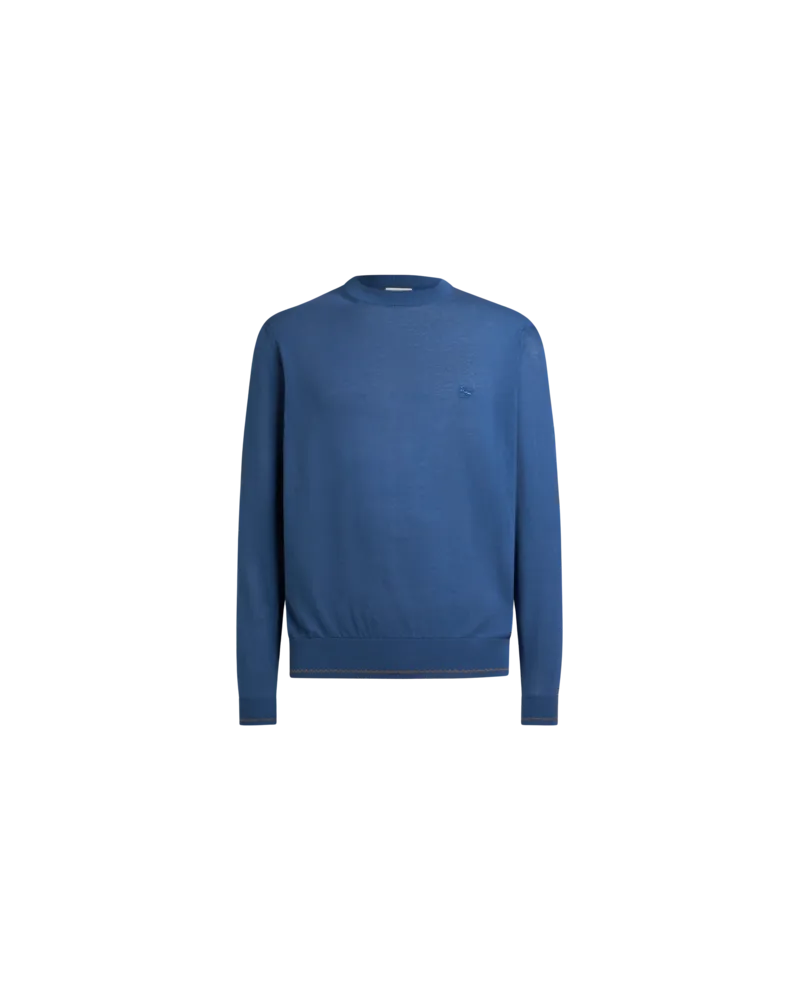 Etro Pullover Mit Rundhalsausschnitt Aus Baumwolle In Jacquard, Herren, Blau, Größe Blau