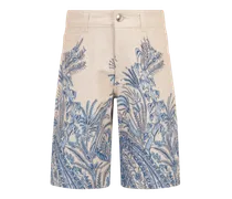 Bermudashorts Aus Baumwoll-bull Mit Paisley-ramage-print, Cremefarben, Größe
