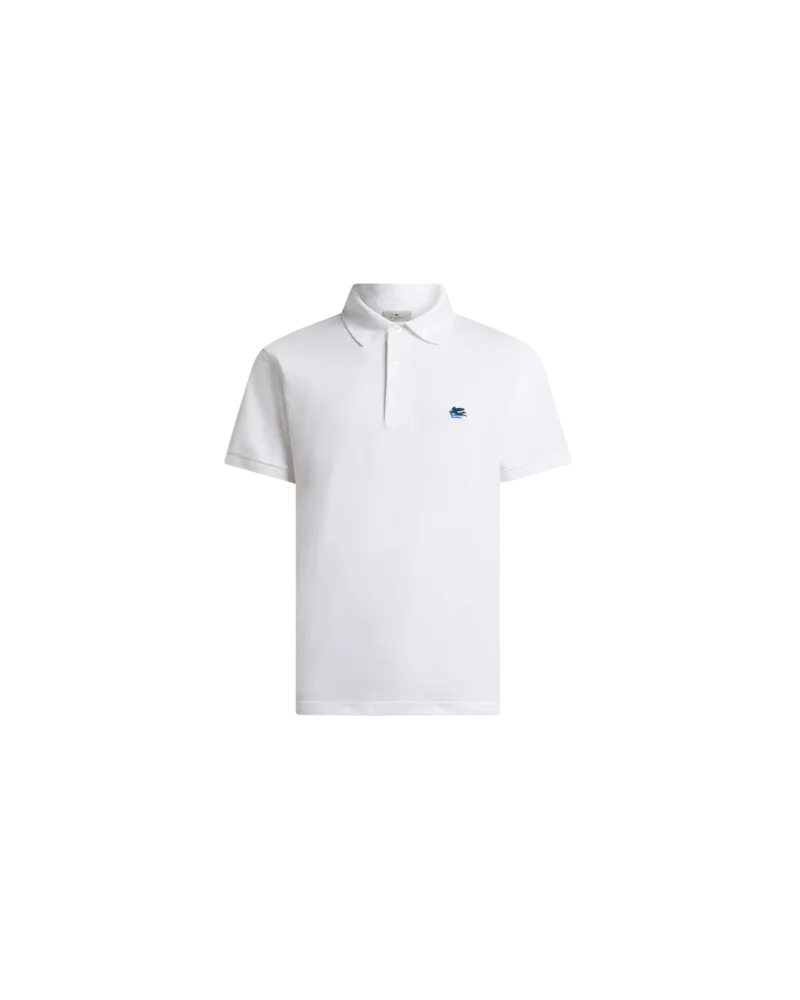 Etro Poloshirt Aus Piquet Aus Baumwolle Mit Pegaso-stickerei, Herren, Weiß, Größe Weiß