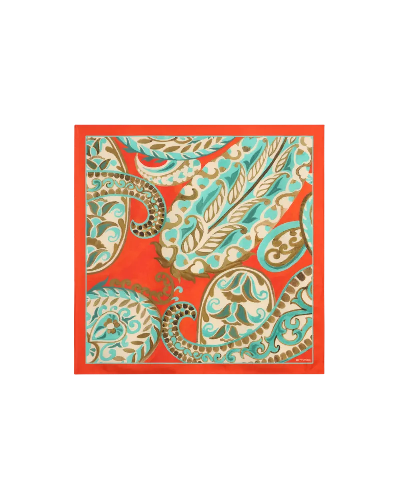 Etro Seidentuch Mit Mehrfarbigem Paisley-muster, Damen, Orange Orange