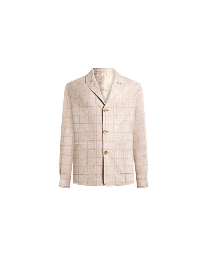 Etro Hemdjacke Aus Jersey Aus Einer Leinenmischung, Herren, Beige, Größe Beige