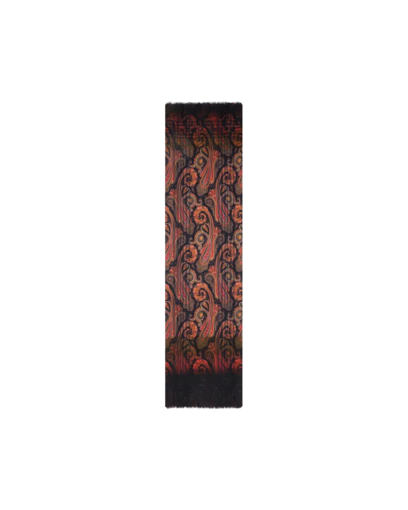 Etro Jacquard-schal Aus Wolle Mit Karo-print Und Paisley-motiv Im Farbverlauf, Herren, Blau Blau