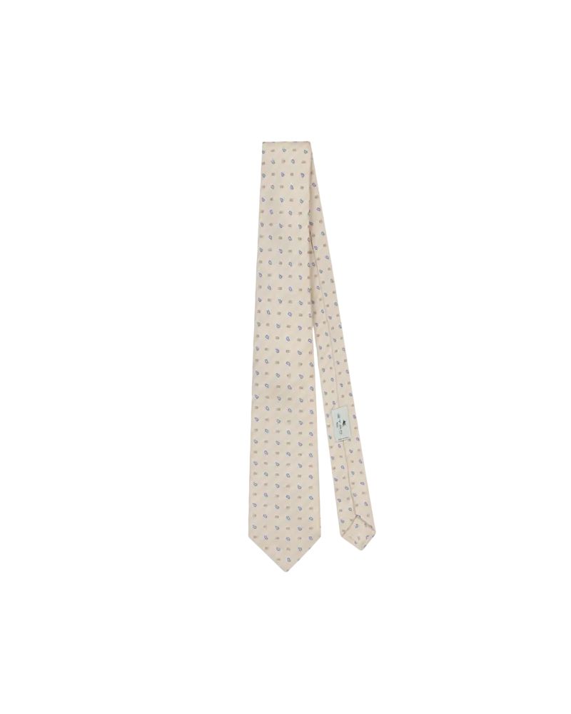 Etro Krawatte Mit Mikro-paisley Und Logo, Herren, Beige Beige