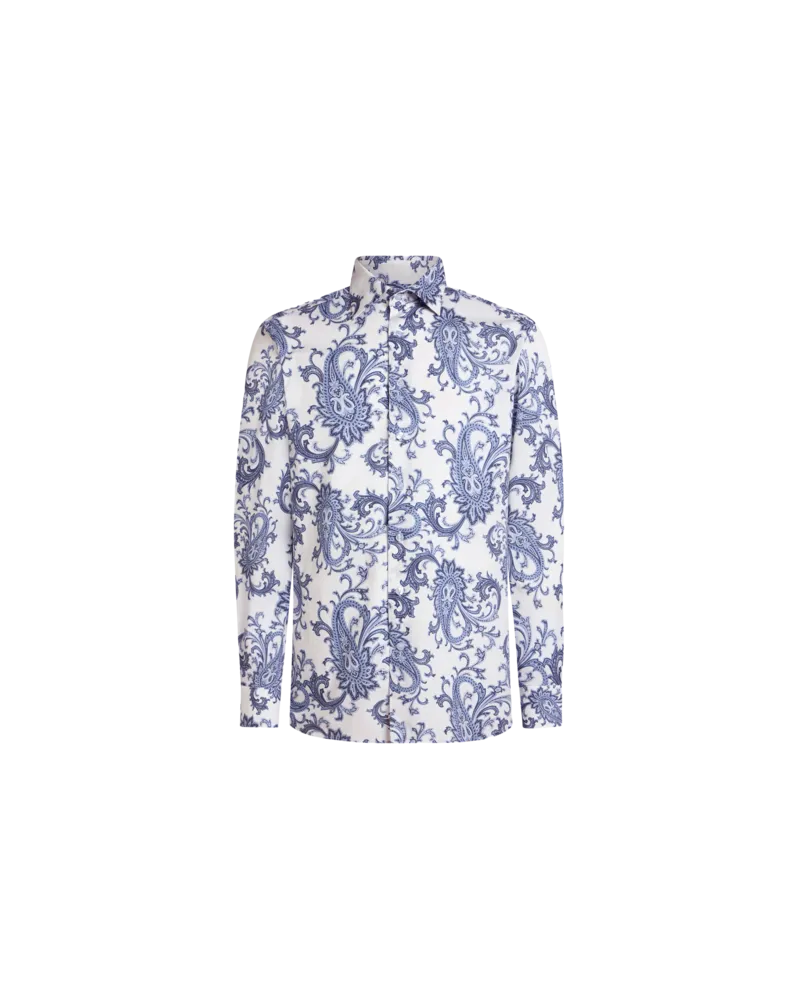 Etro Hemd Aus Baumwolle Mit Paisleymuster, Herren, Blau, Größe Blau