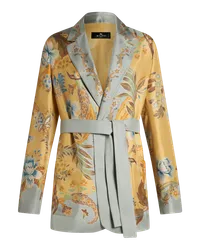 Etro Blazer Aus Bedruckter Seide, Damen, Gelb Gelb