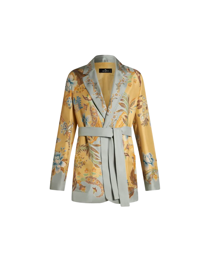 Etro Blazer Aus Bedruckter Seide, Damen, Gelb Gelb