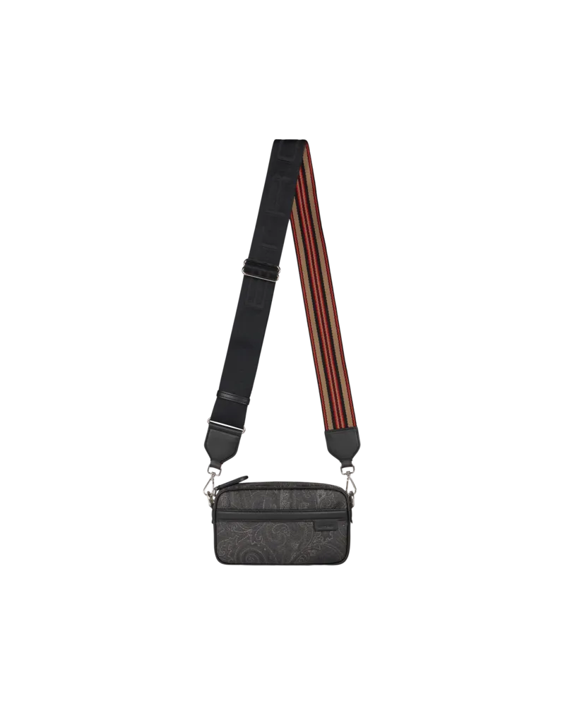 Etro Mini-kameratasche Mit Arnicamuster Und Schulterriemen, Herren, Schwarz Schwarz