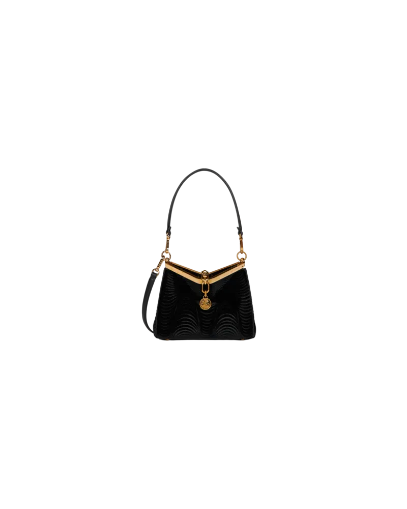 Etro Kleine Vela-tasche Aus Samt, Damen, Schwarz Schwarz