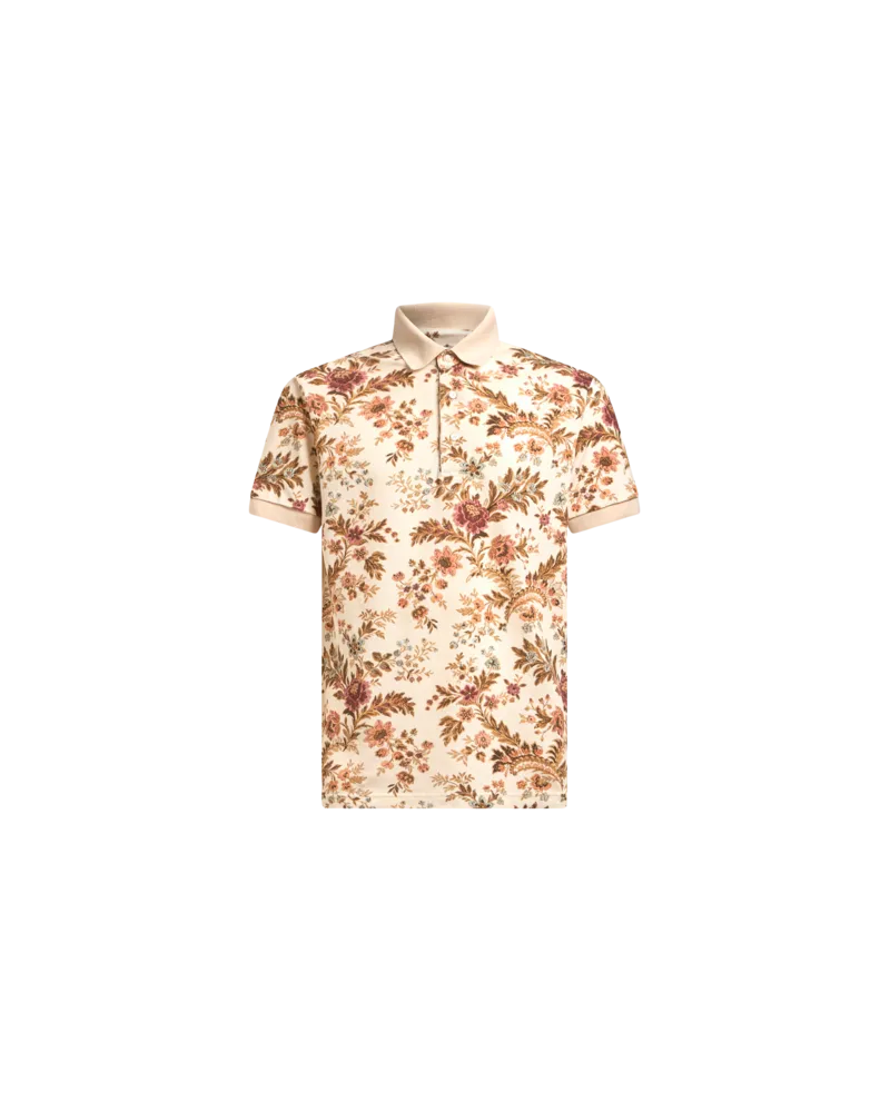 Etro Poloshirt Aus Baumwolle Mit Blumenprint, Herren, Beige, Größe Beige