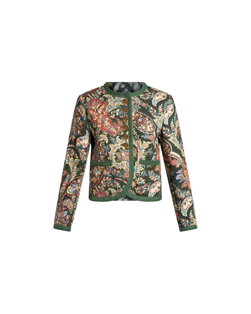 Etro Jacke Aus Bedrucktem Twill, Damen, Grün Grün