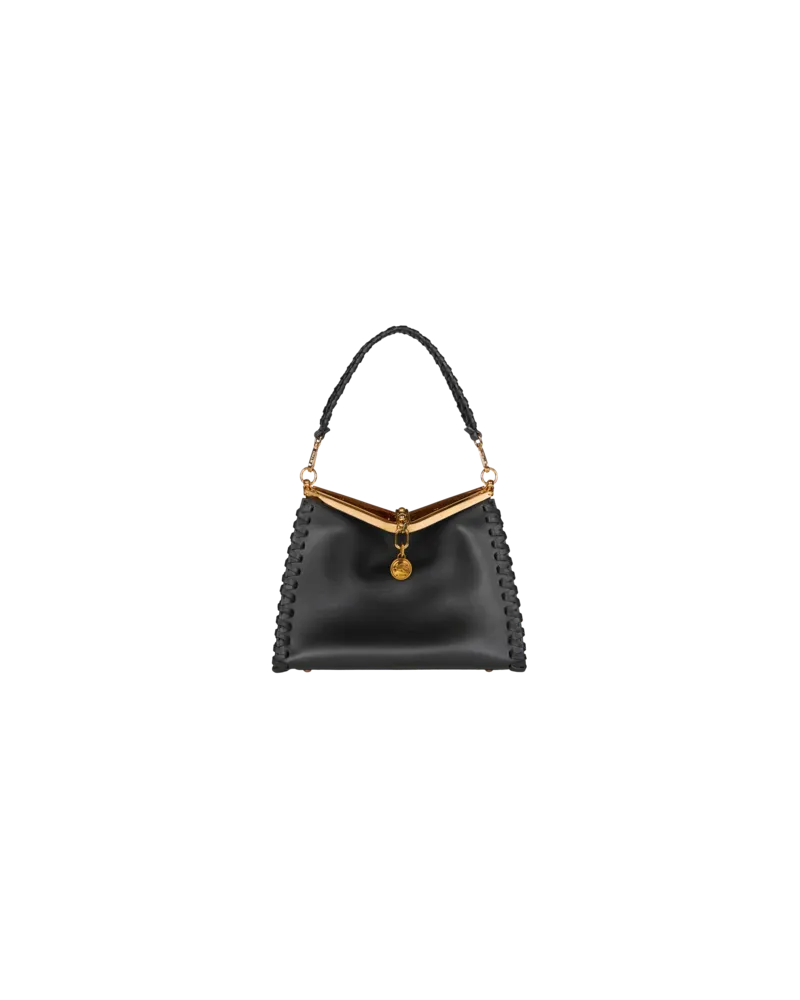 Etro Mittlere Vela Tasche Mit Eingezogenen Bändern, Damen, Schwarz Schwarz