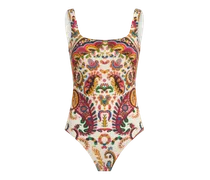 Badeanzug Mit Floralem Paisley-motiv, Damen, Multicolor, Größe