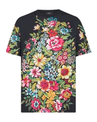 Etro T-shirt Mit Bouquet-druck, Schwarz Schwarz