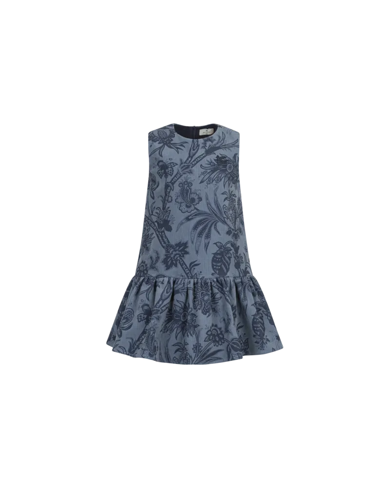 Etro Samtkleid Mit Ramage-print, Hellblau, Größe Hellblau