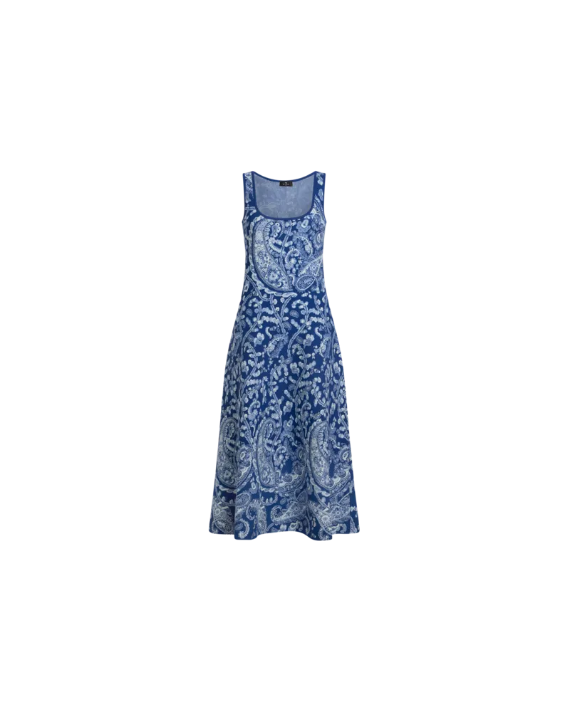 Etro Midi-jacquardkleid Mit Floralem Paisley-motiv, Damen, Blau, Größe Blau