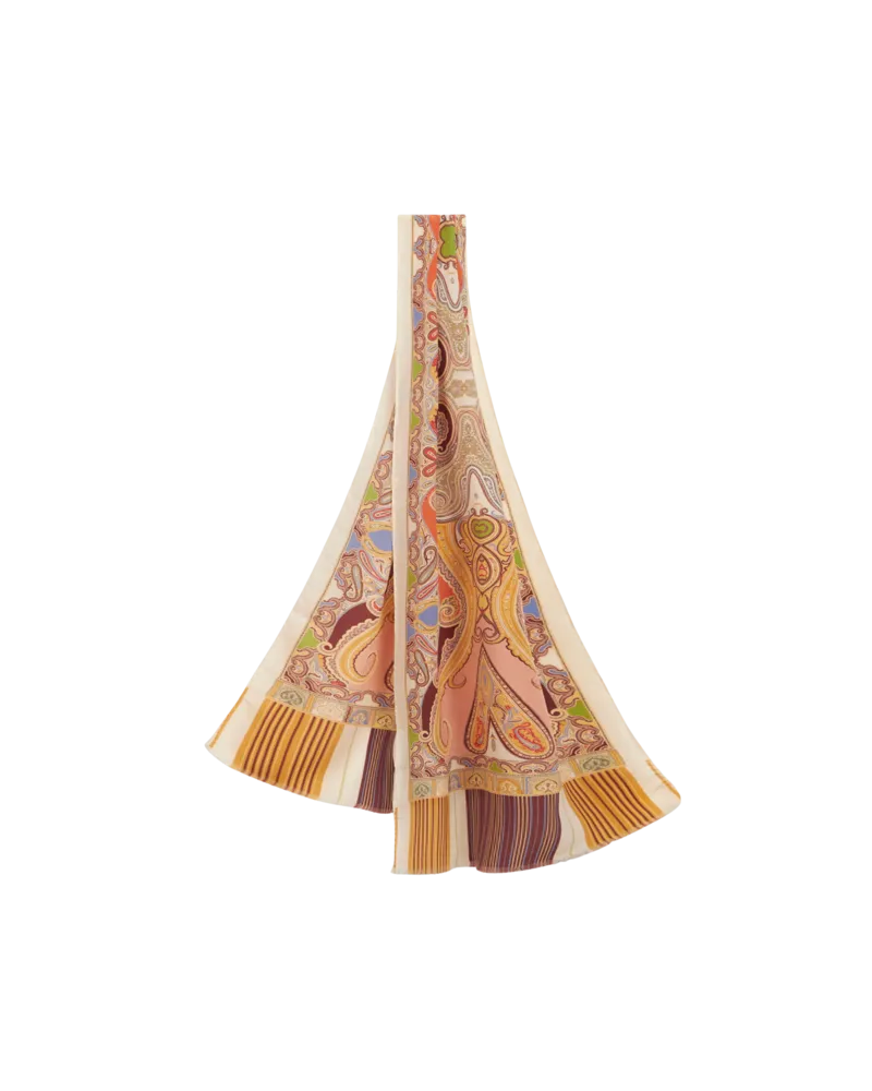 Etro Mehrfarbiger Seidenschal Mit Paisleymuster, Herren, Beige Beige