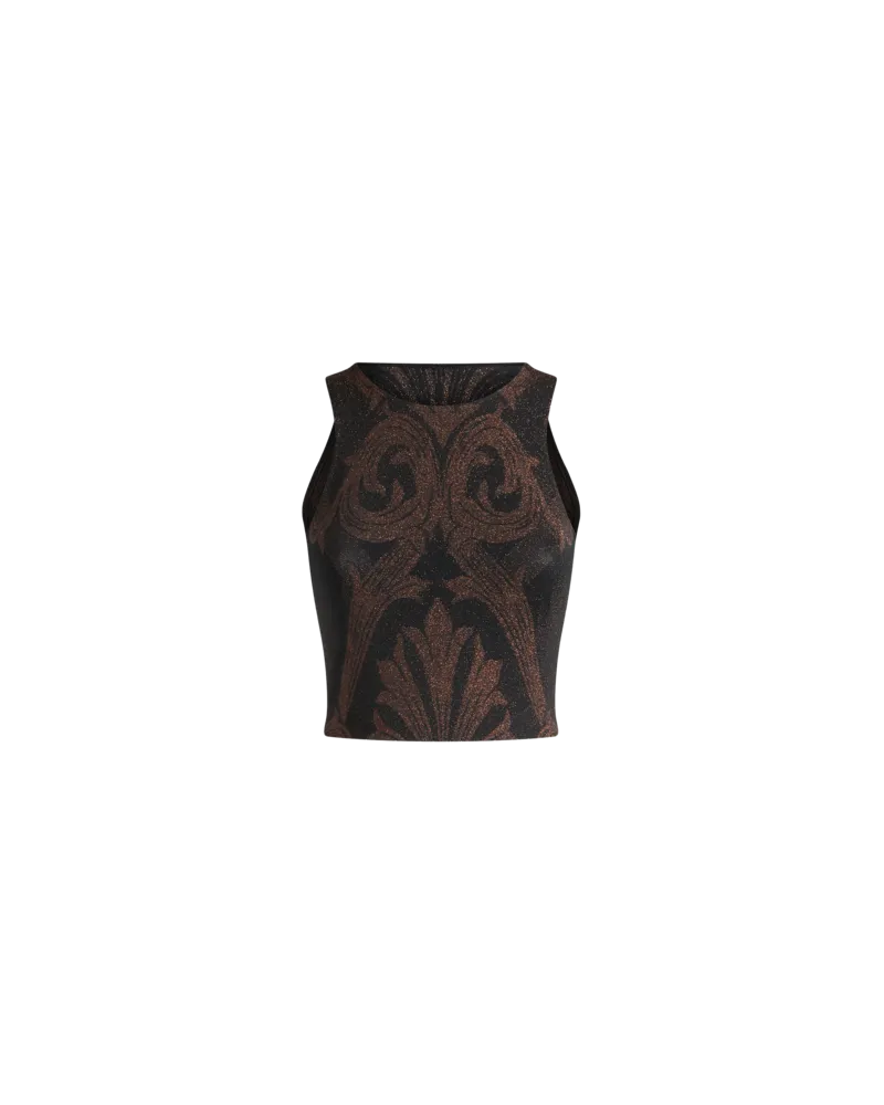 Etro Metallic-jacquard-top, Damen, Dunkelbraun, Größe Dunkelbraun