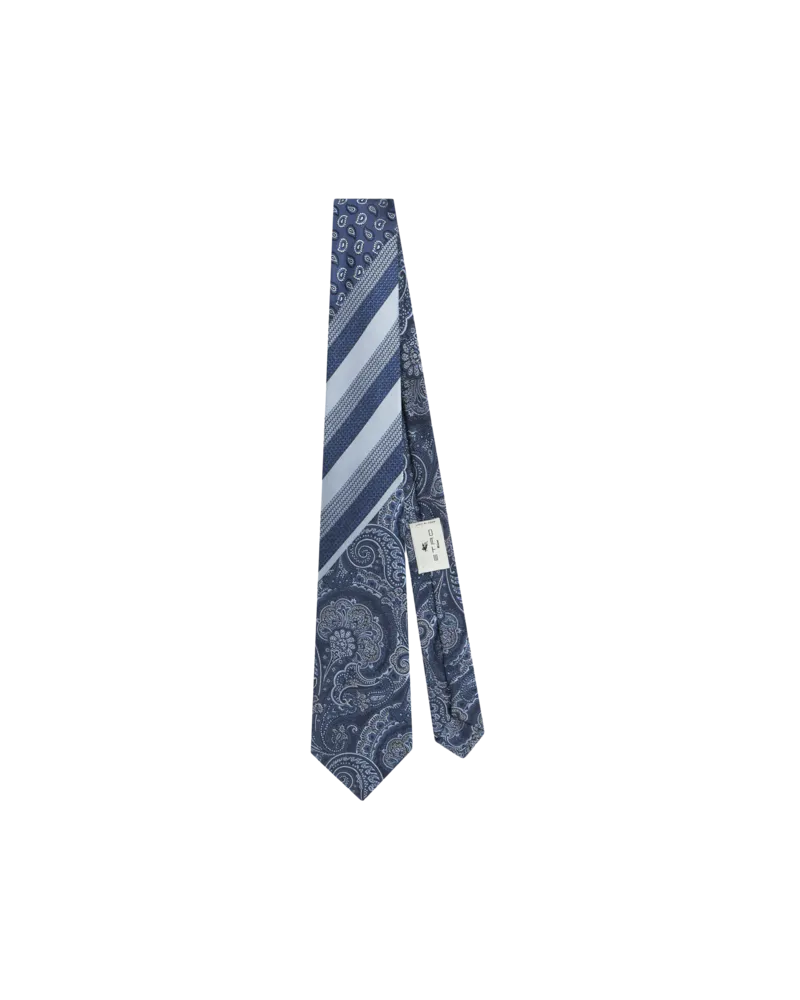 Etro Jacquard-krawatte Aus Seide In Patchwork-optik, Herren, Blau Blau