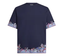 T-shirt Aus Baumwolljersey Mit Platziertem Paisely-print, Herren, Blau, Größe