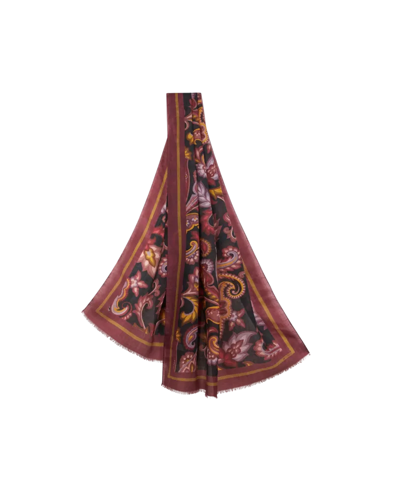 Etro Schal Mit Floralem Paisleymuster, Herren, Schwarz Schwarz