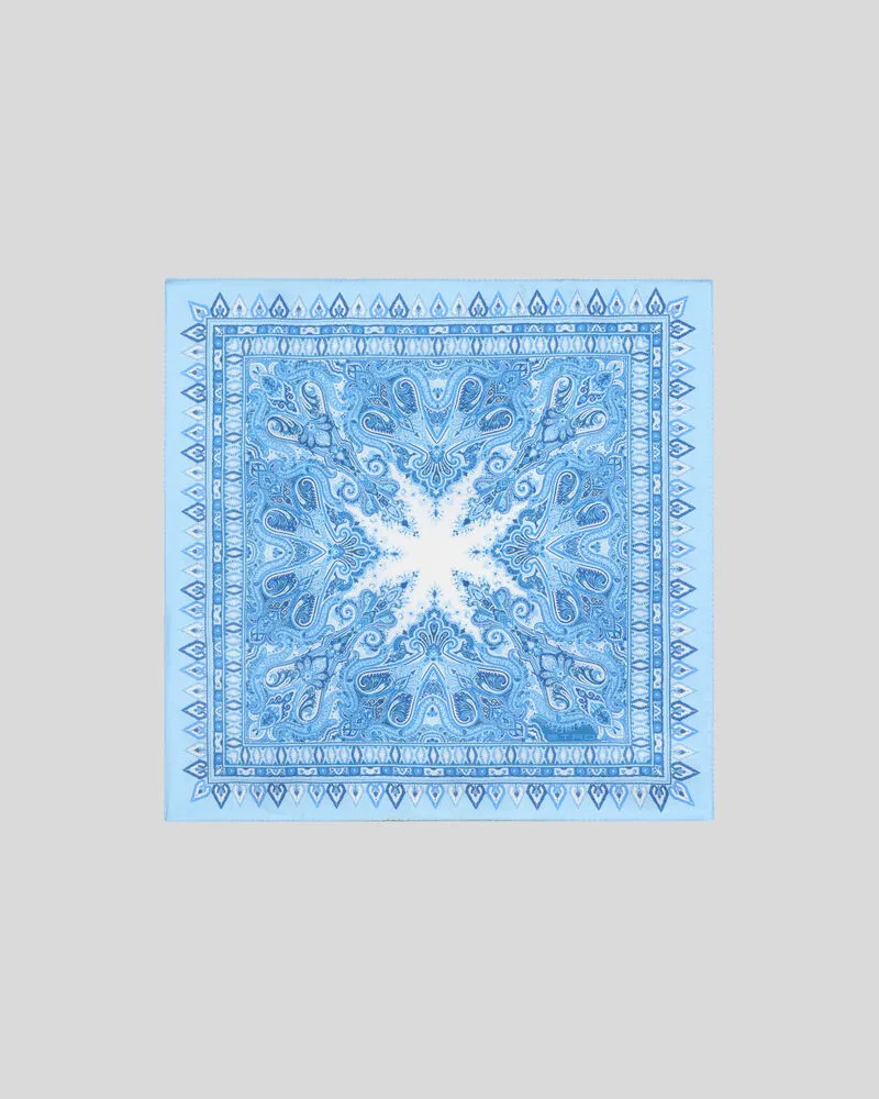 Etro Pochette Aus Seide Mit Floralem Paisley-motiv, Herren, Hellblau Hellblau