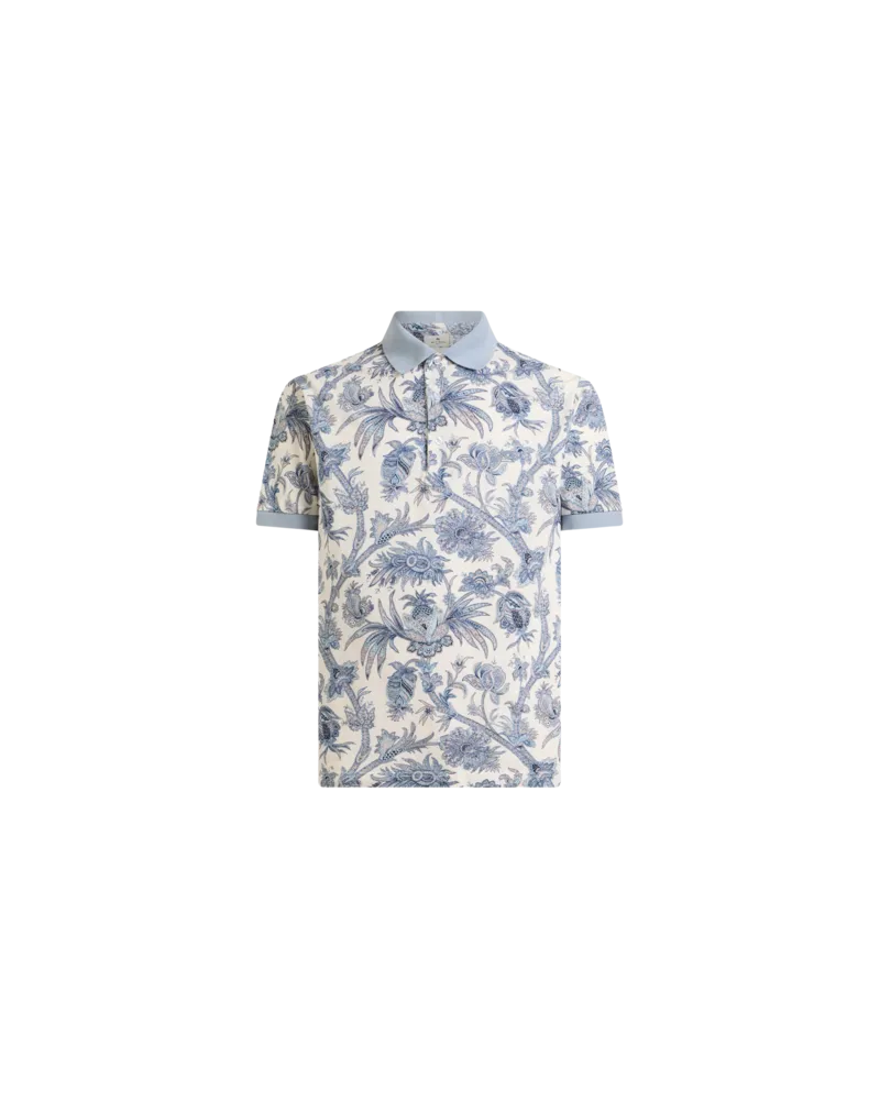 Etro Poloshirt Aus Piqué Aus Baumwolle Mit Floralem Paisley-motiv, Herren, Hellblau, Größe Hellblau