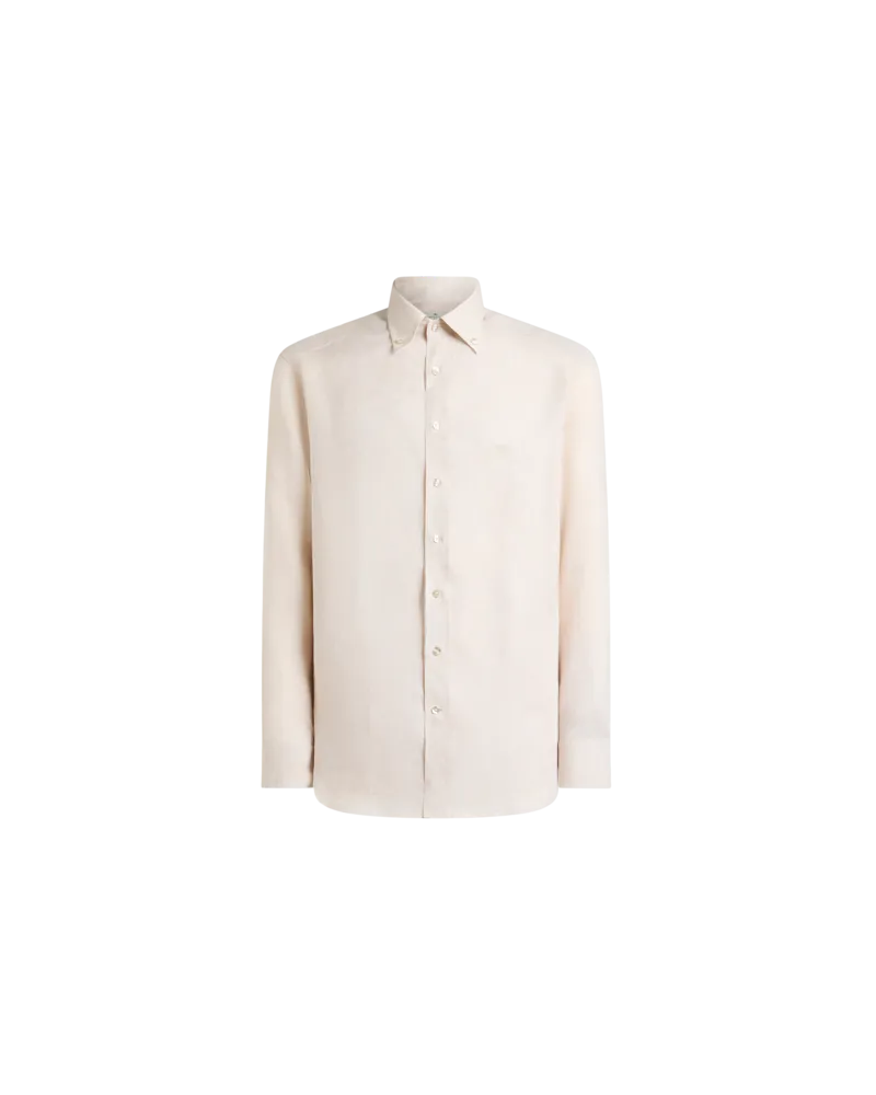 Etro Leinenhemd Mit Pegaso-stickerei, Herren, Beige, Größe Beige