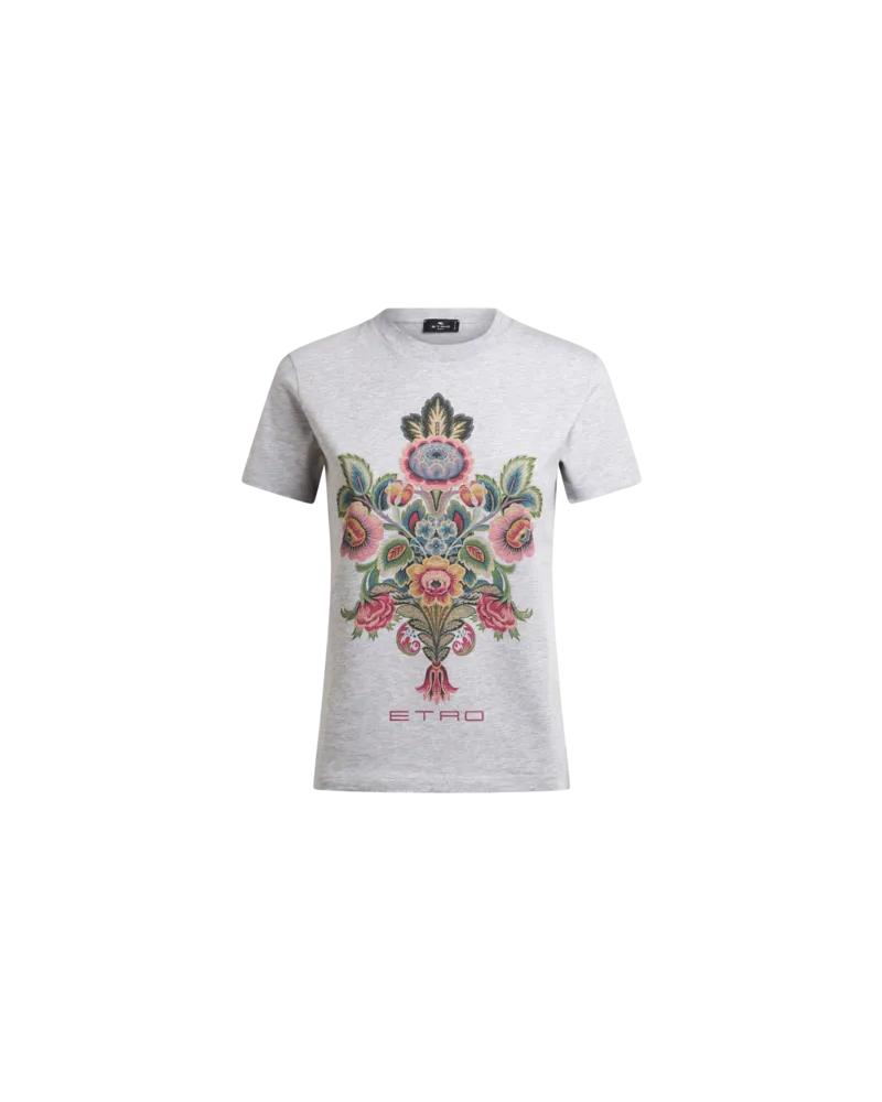 Etro T-shirt Aus Baumwolle Mit Platziertem Print, Damen, Grau, Größe Grau