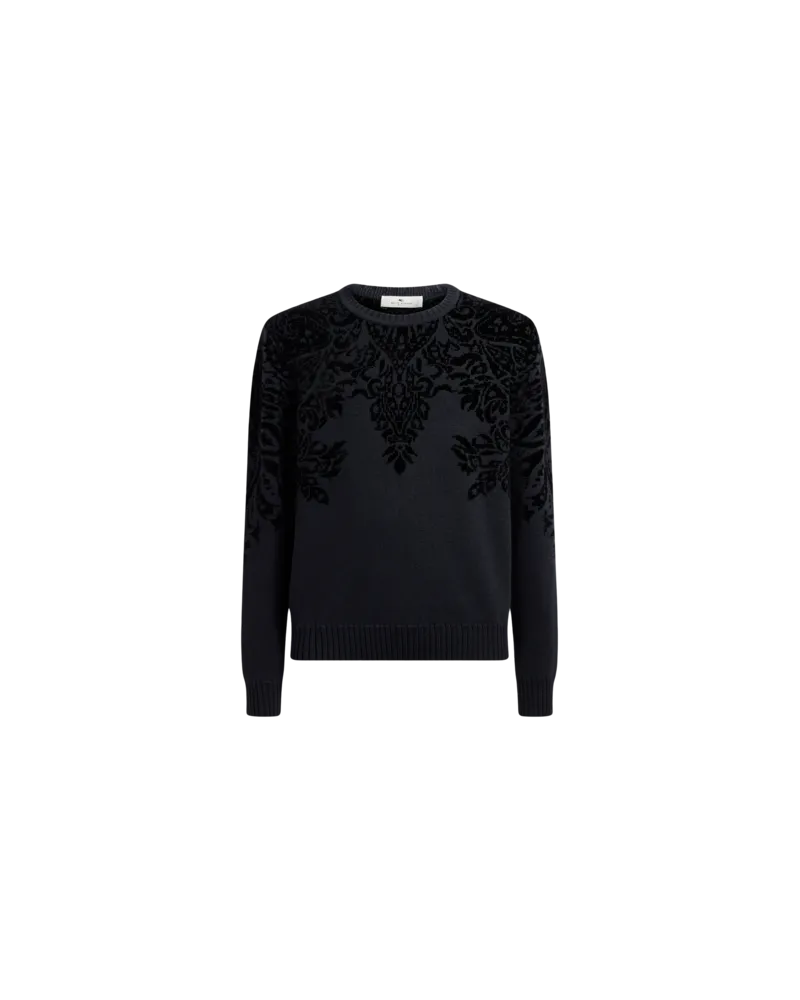 Etro Jacquard-pullover Aus Einer Wollmischung Mit Motiv Aus Chenillle, Herren, Blau, Größe Blau