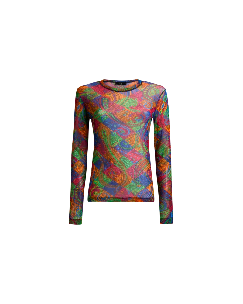 Etro Top Aus Elastischem Tüll Mit Geometrischem Paisley-motiv, Damen, Multicolor, Größe Multicolor