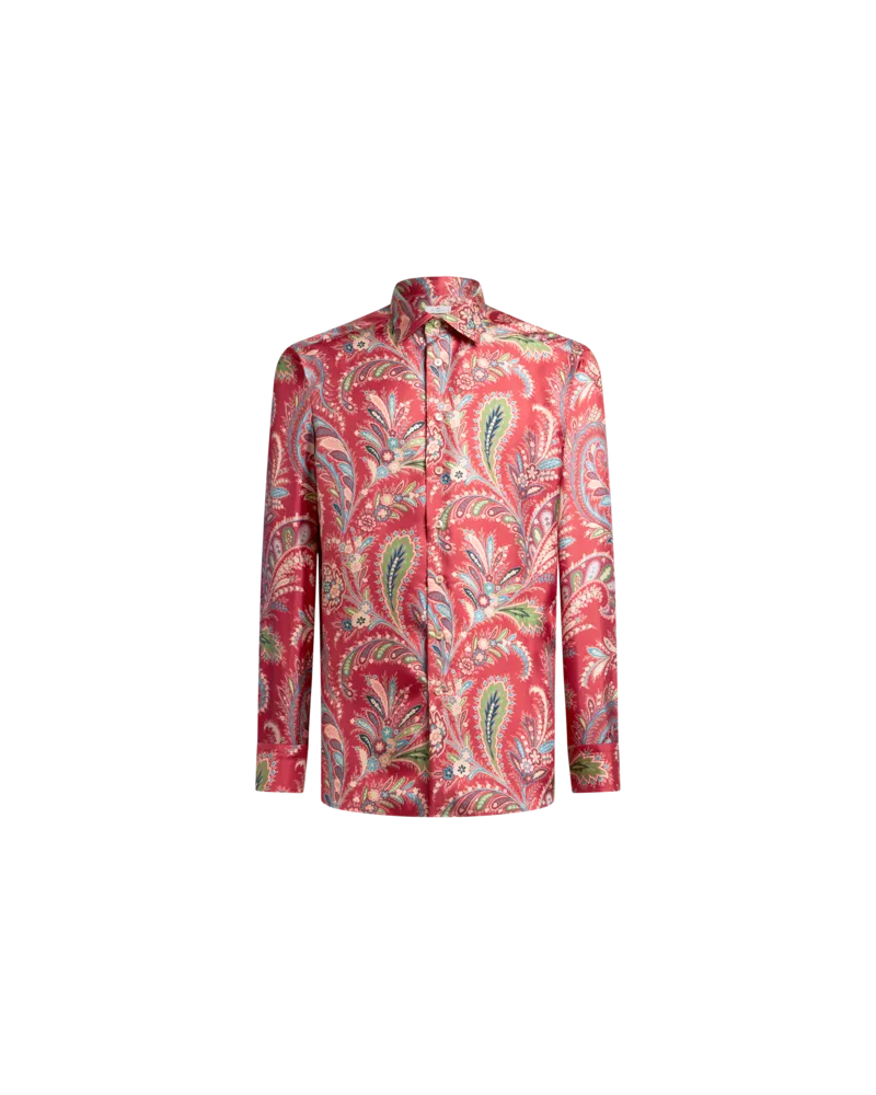 Etro Hemd Aus Seide Mit Paisleyprint, Herren, Rot, Größe Rot