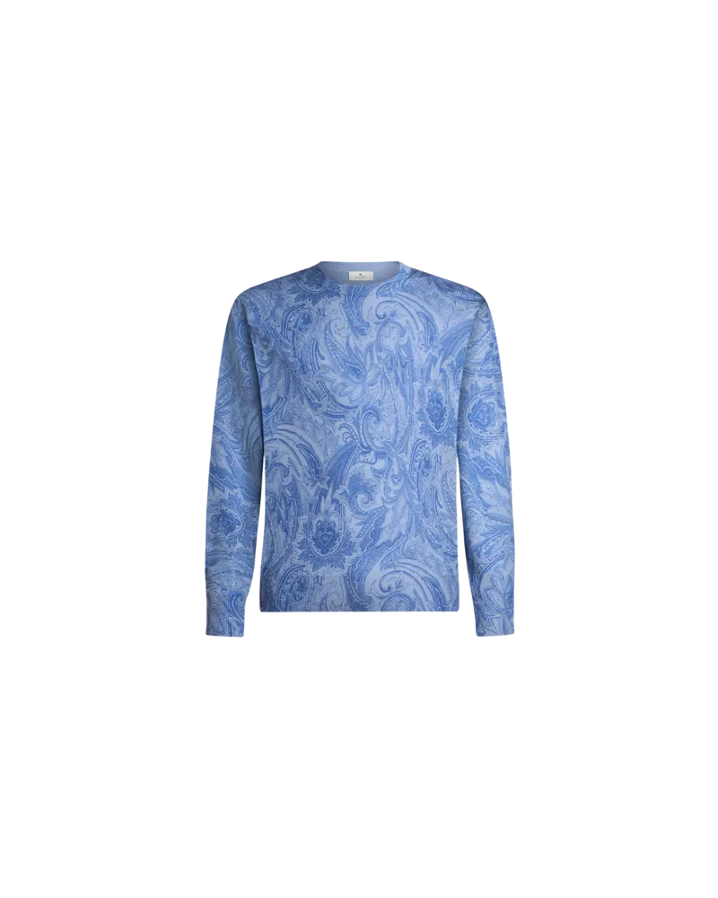 Etro Bedruckter Pullover Aus Seide Und Kaschmir, Herren, Hellblau, Größe Hellblau
