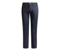Jeans Im Regular Fit Aus Denim Aus Baumwolle Mit Pegaso-stickerei, Herren, Blau, Größe