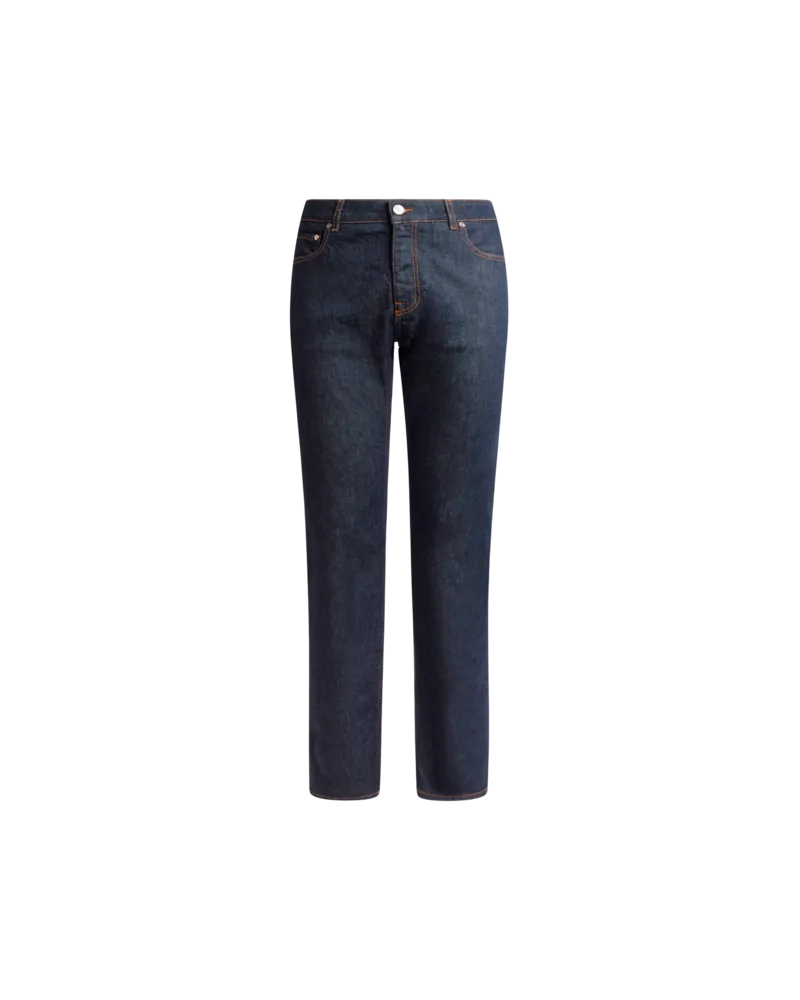 Etro Jeans Im Regular Fit Aus Denim Aus Baumwolle Mit Pegaso-stickerei, Herren, Blau, Größe Blau