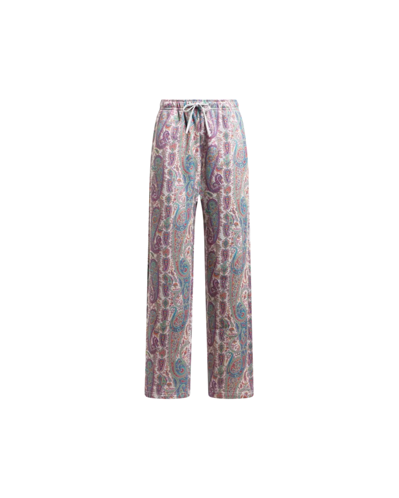 Etro Cotton Jogging Trousers With Paisley Foliage Motif, Damen, Multicolor, Größe Multicolor