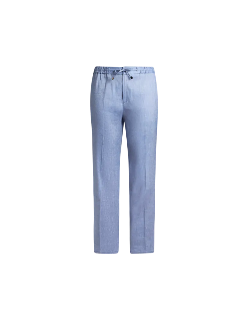 Etro Jogginghose Aus Twill In Einer Geflammten Leinenmischung, Herren, Hellblau, Größe Hellblau