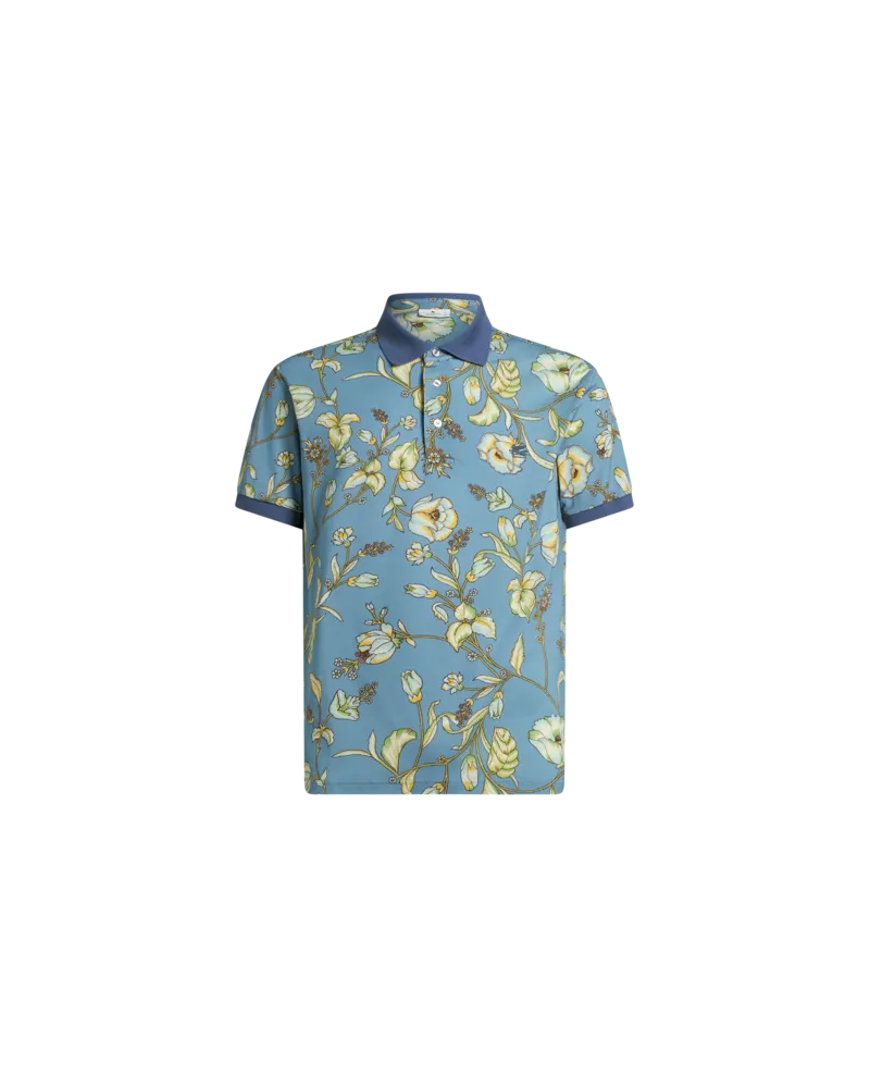 Etro Poloshirt Mit Floralem Muster, Herren, Hellblau, Größe Hellblau