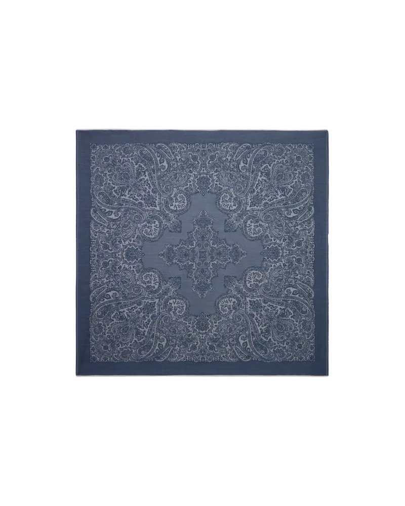 Etro Schultertuch Aus Wolle Mit Jacquardmotiv, Damen, Blau Blau