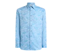 Jacquard-hemd Aus Baumwolle Mit Paisleymuster, Herren, Hellblau, Größe