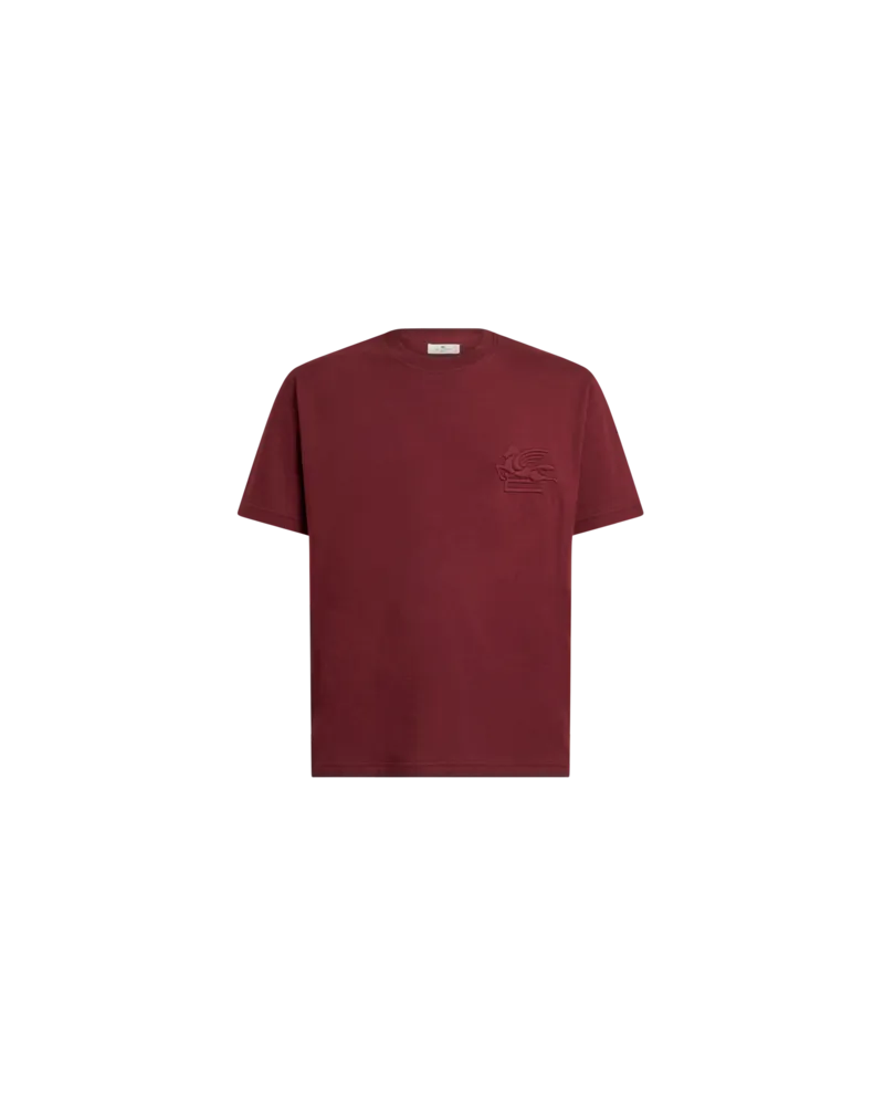 Etro T-shirt Aus Baumwolljersey Mit Erhabenem Pegaso-logo, Herren, Rot, Größe Rot