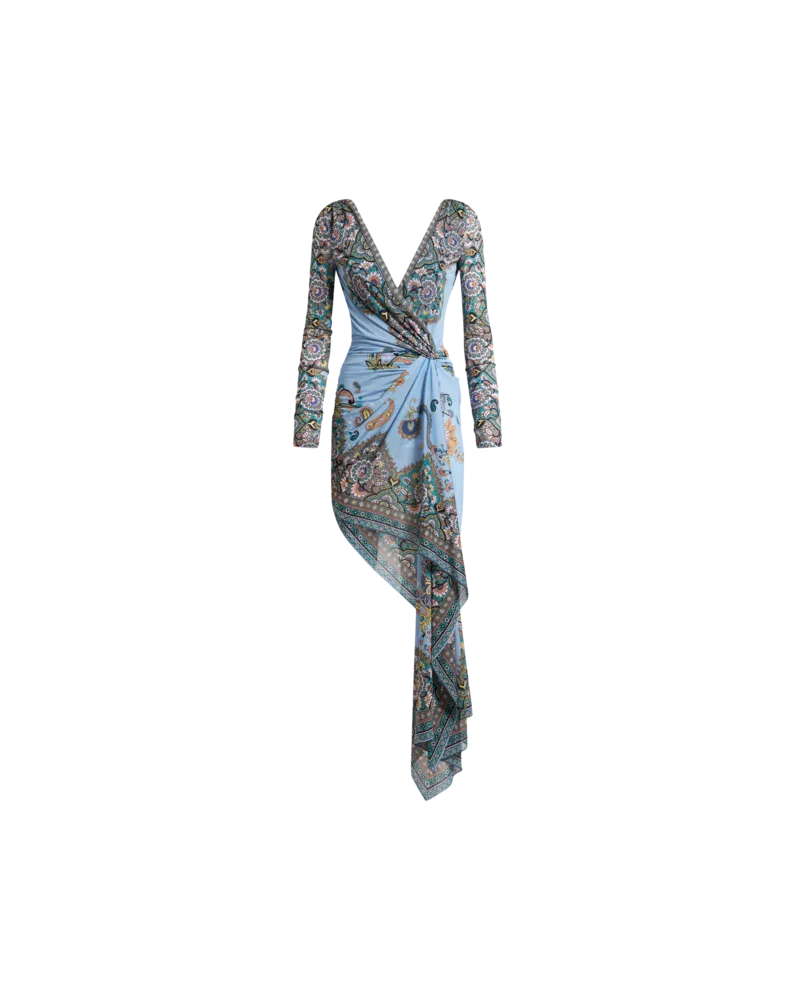 Etro Asymmetrisches Kleid Mit Print, Damen, Hellblau, Größe Hellblau