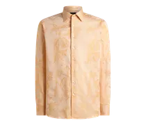 Jacquard-hemd Aus Baumwolle Mit Papageien- Und Palmenmotiv, Herren, Gelb, Größe
