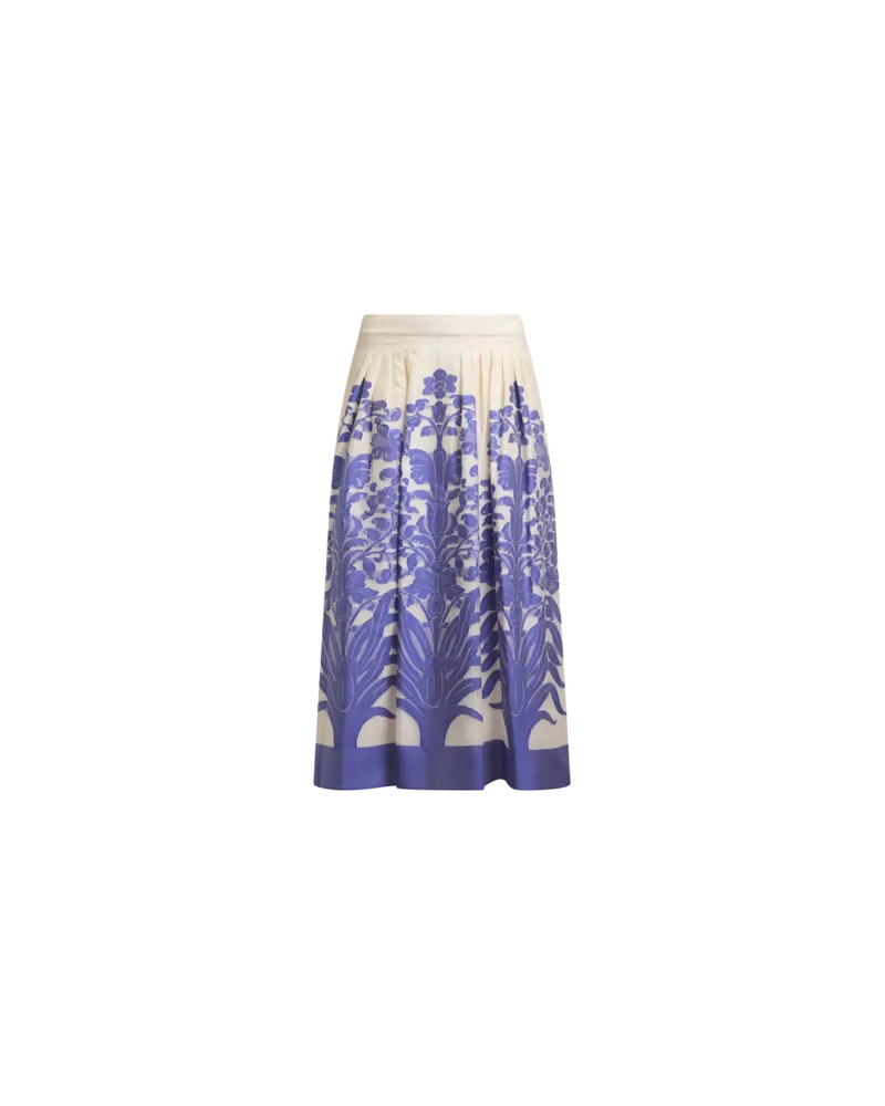 Etro Midirock Aus Jacquard-voile Mit Floralem Motiv, Damen, Blau, Größe Blau