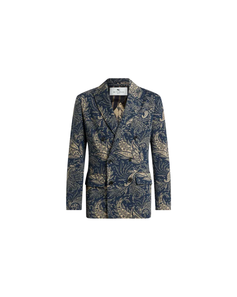 Etro Blazer Aus Strick Mit Paisleymotiv, Herren, Navyblau, Größe Navyblau