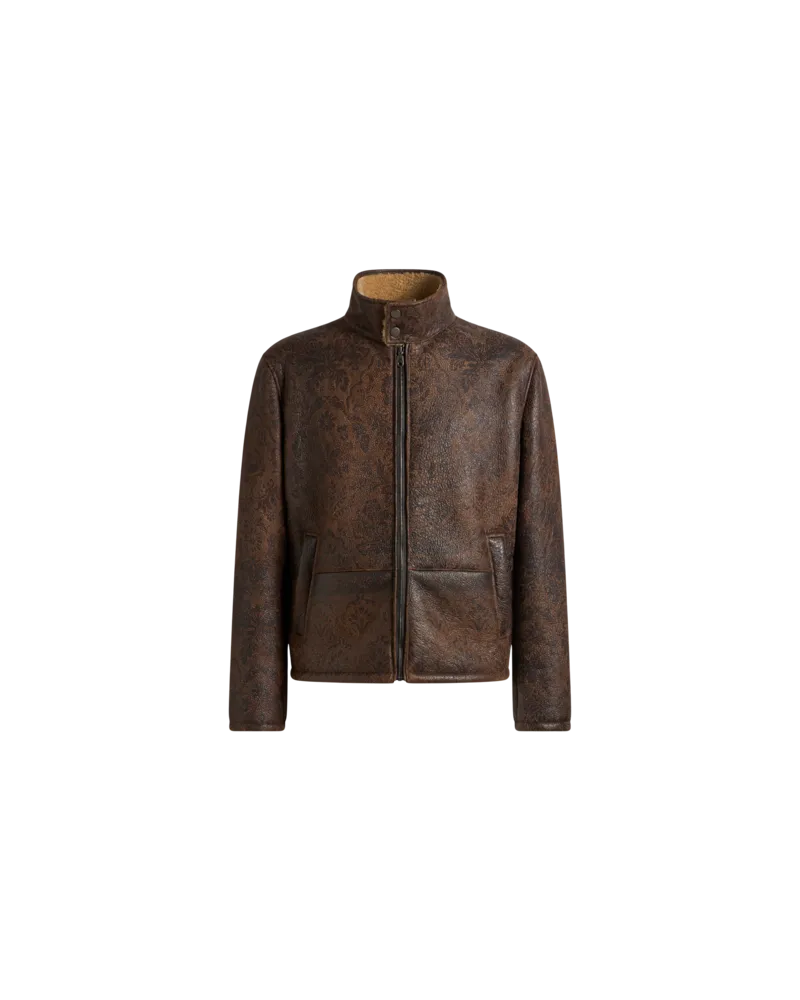 Etro Jacke Aus Shearling Mit Druck, Herren, Braun, Größe Braun