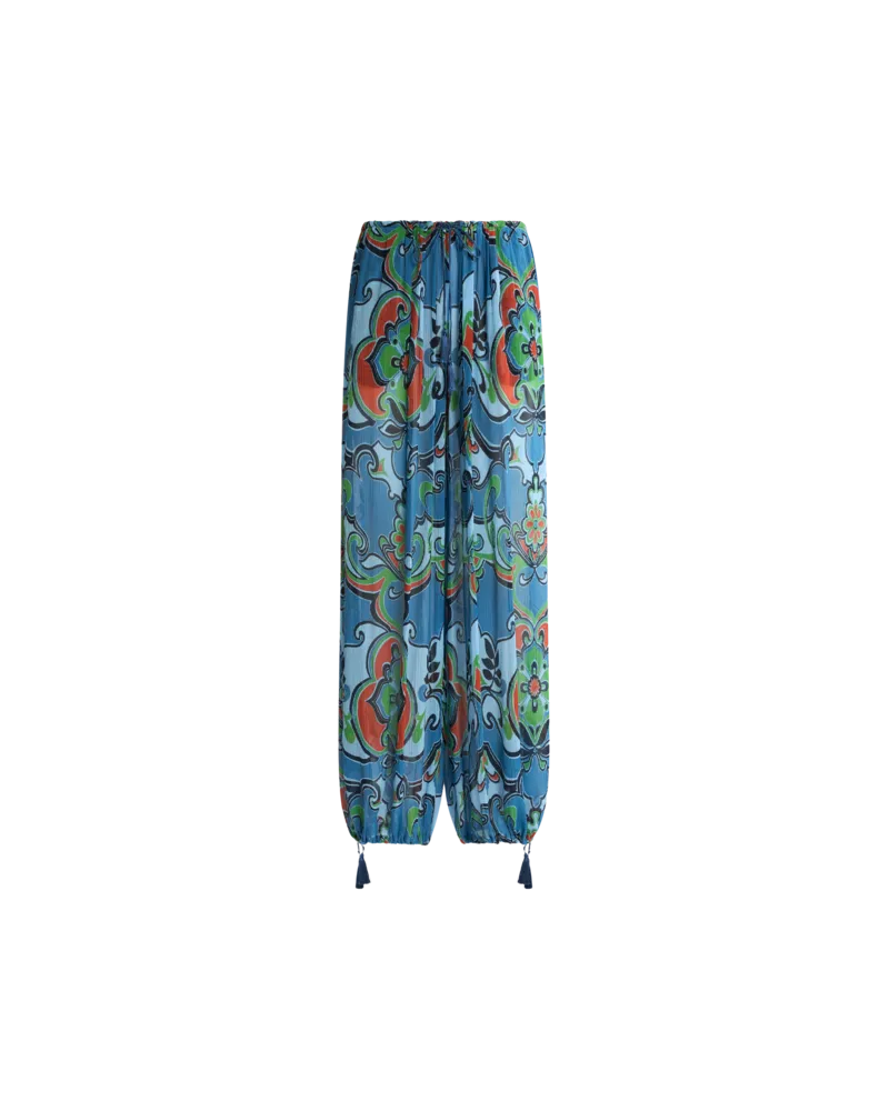 Etro Weite Hose Mit Floralem Motiv, Damen, Hellblau, Größe Hellblau