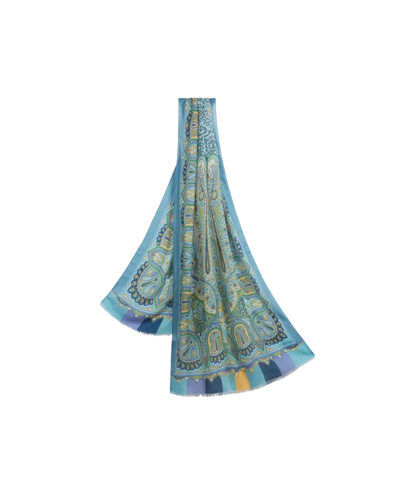 Etro Schal Mit Paisleymotiv, Herren, Hellblau Hellblau