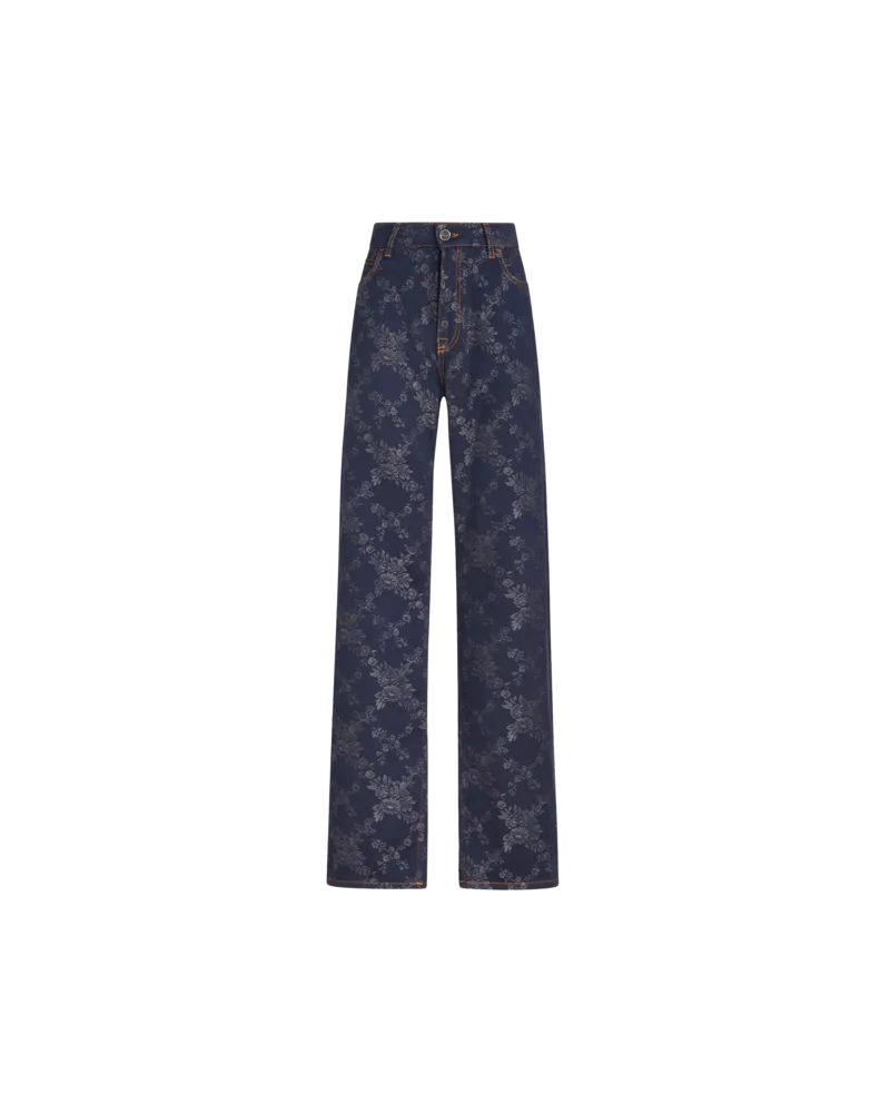 Etro Baggy-jeans Aus Jacquard, Navyblau Navyblau